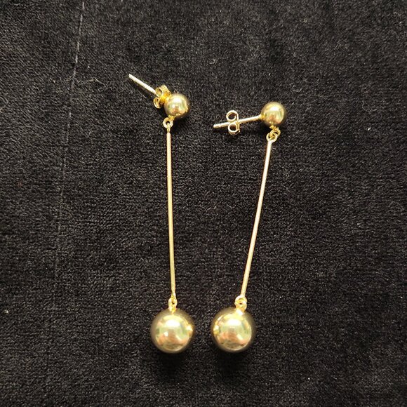 Gold Ball Dangle Earrings - Picture 1 of 3